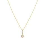 Leah Alexandra Fine-Petite Oval Necklace-Necklaces-10k Yellow Gold, Moonstone-Blue Ruby Jewellery-Vancouver Canada