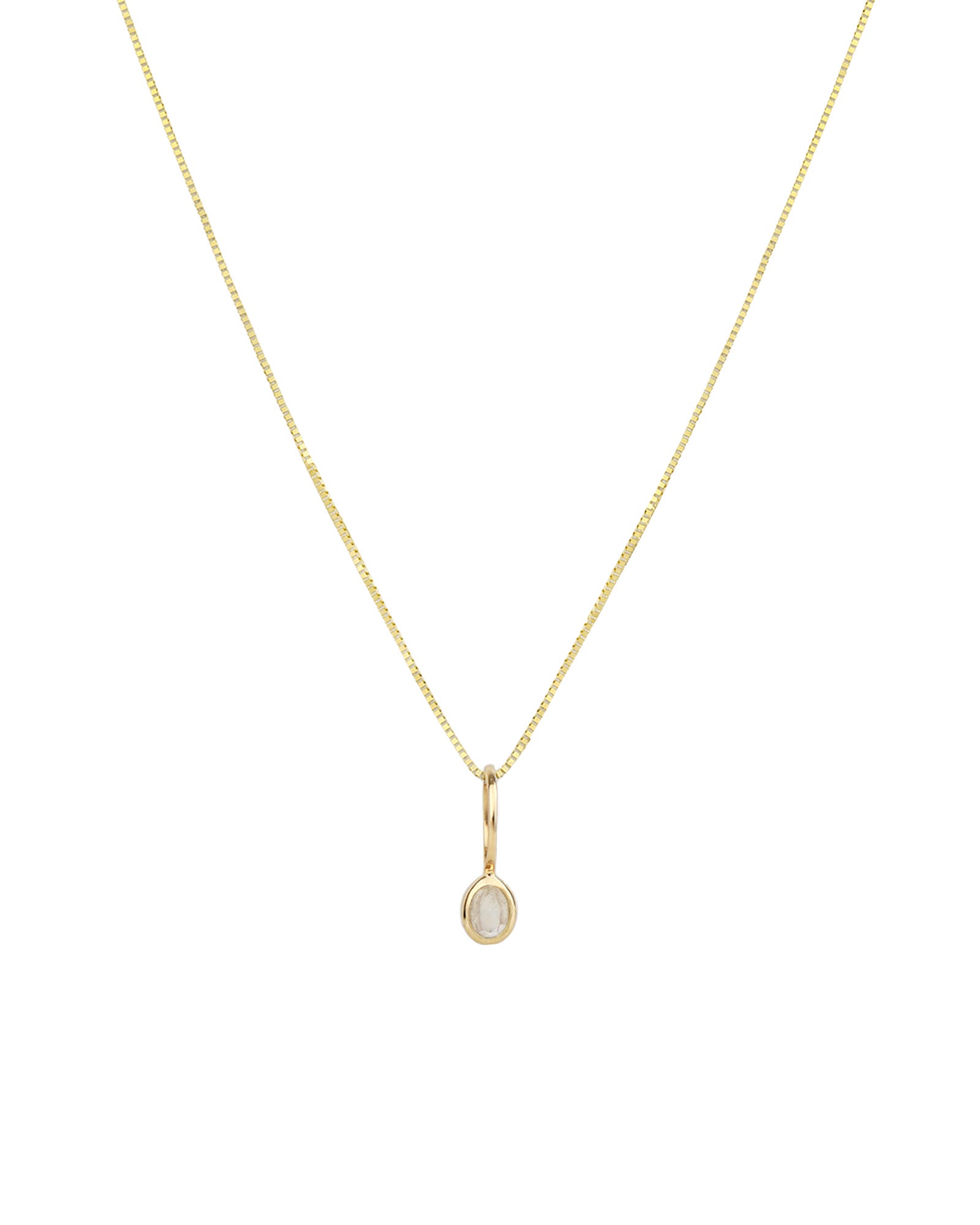 Leah Alexandra Fine-Petite Oval Necklace-Necklaces-10k Yellow Gold, Moonstone-Blue Ruby Jewellery-Vancouver Canada