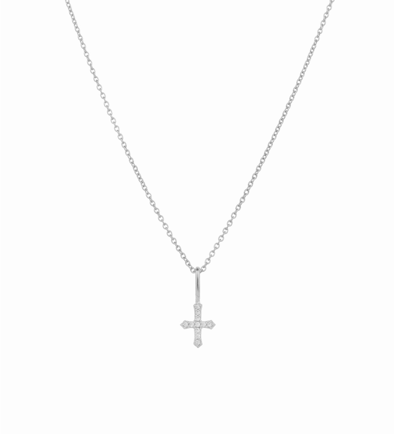 Leah Alexandra-Cross Necklace-Necklaces-Sterling Silver, Cubic Zirconia-Blue Ruby Jewellery-Vancouver Canada