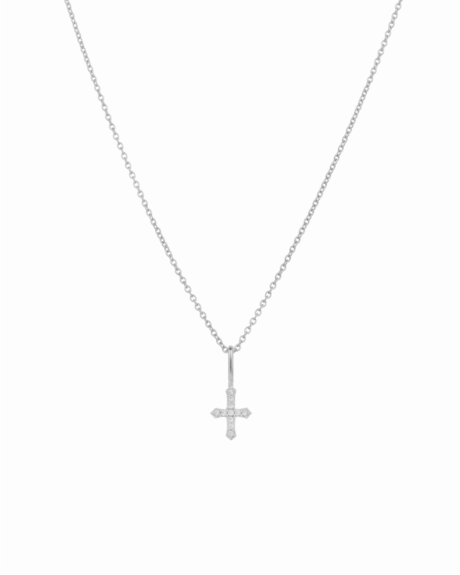 Leah Alexandra-Cross Necklace-Necklaces-Sterling Silver, Cubic Zirconia-Blue Ruby Jewellery-Vancouver Canada