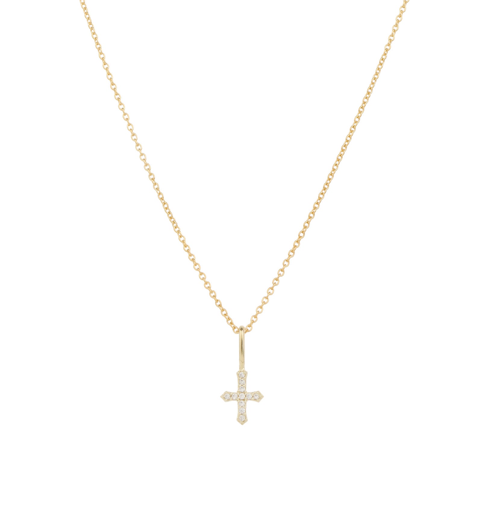 Leah Alexandra-Cross Necklace-Necklaces-14k Gold Vermeil, Cubic Zirconia-Blue Ruby Jewellery-Vancouver Canada
