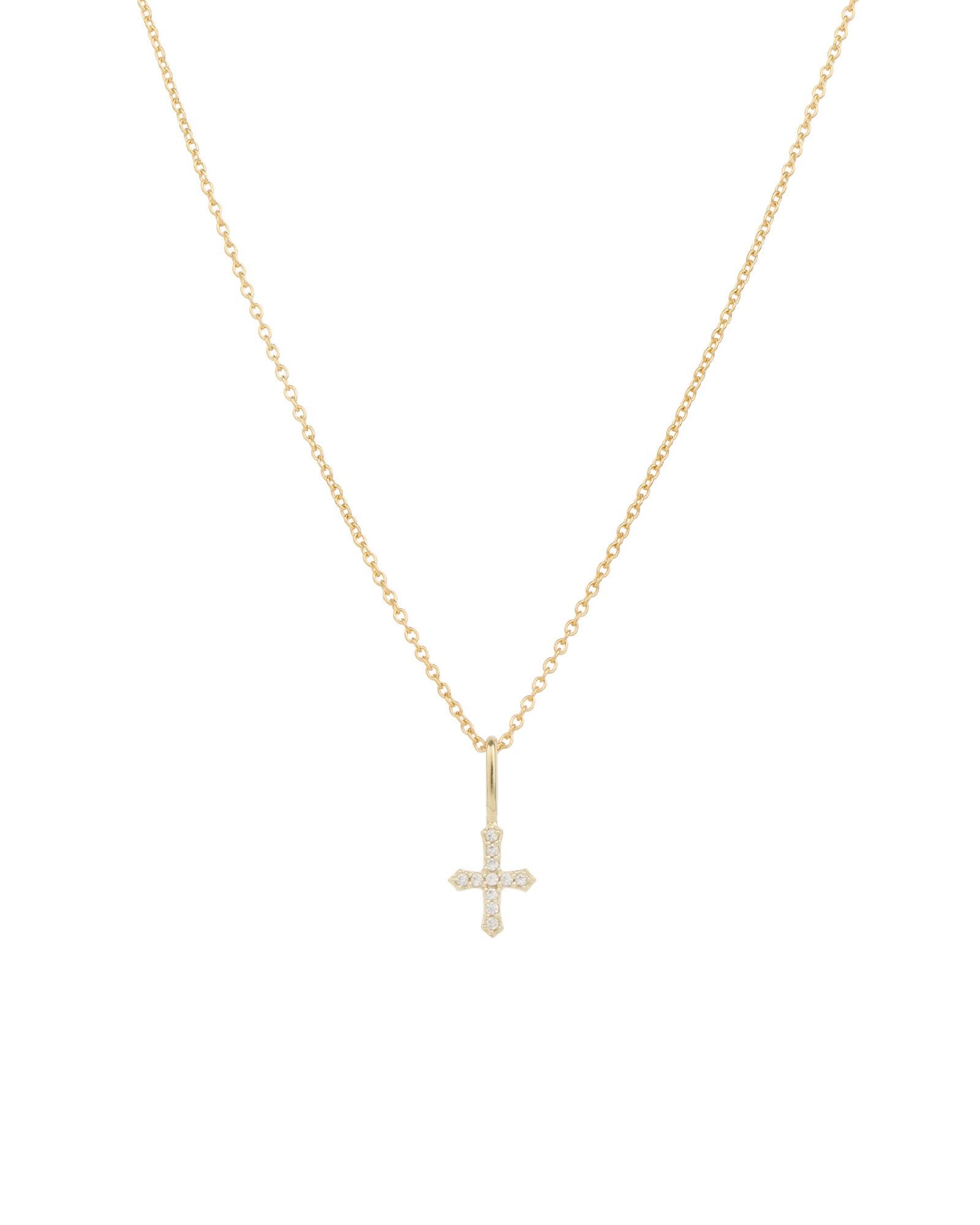 Leah Alexandra-Cross Necklace-Necklaces-14k Gold Vermeil, Cubic Zirconia-Blue Ruby Jewellery-Vancouver Canada