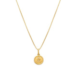 Love Token Round Necklace 14k Gold Vermeil, Cubic Zirconia