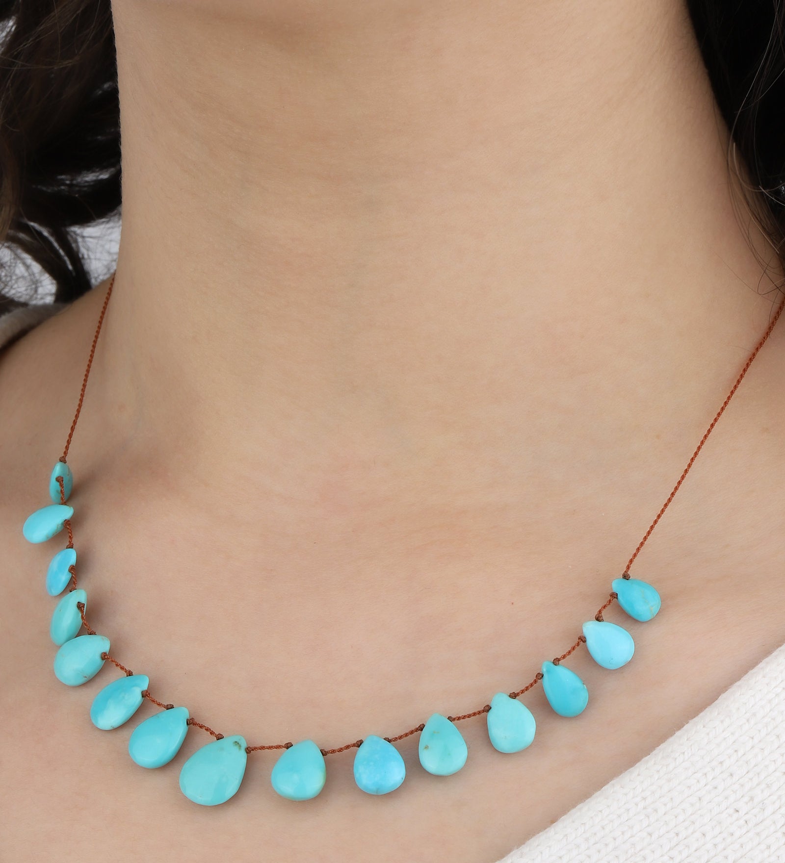 Stone Tassel Necklace Turquoise