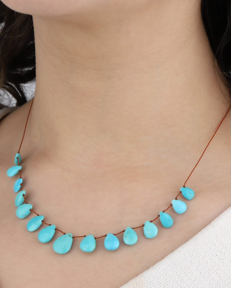 Stone Tassel Necklace Turquoise