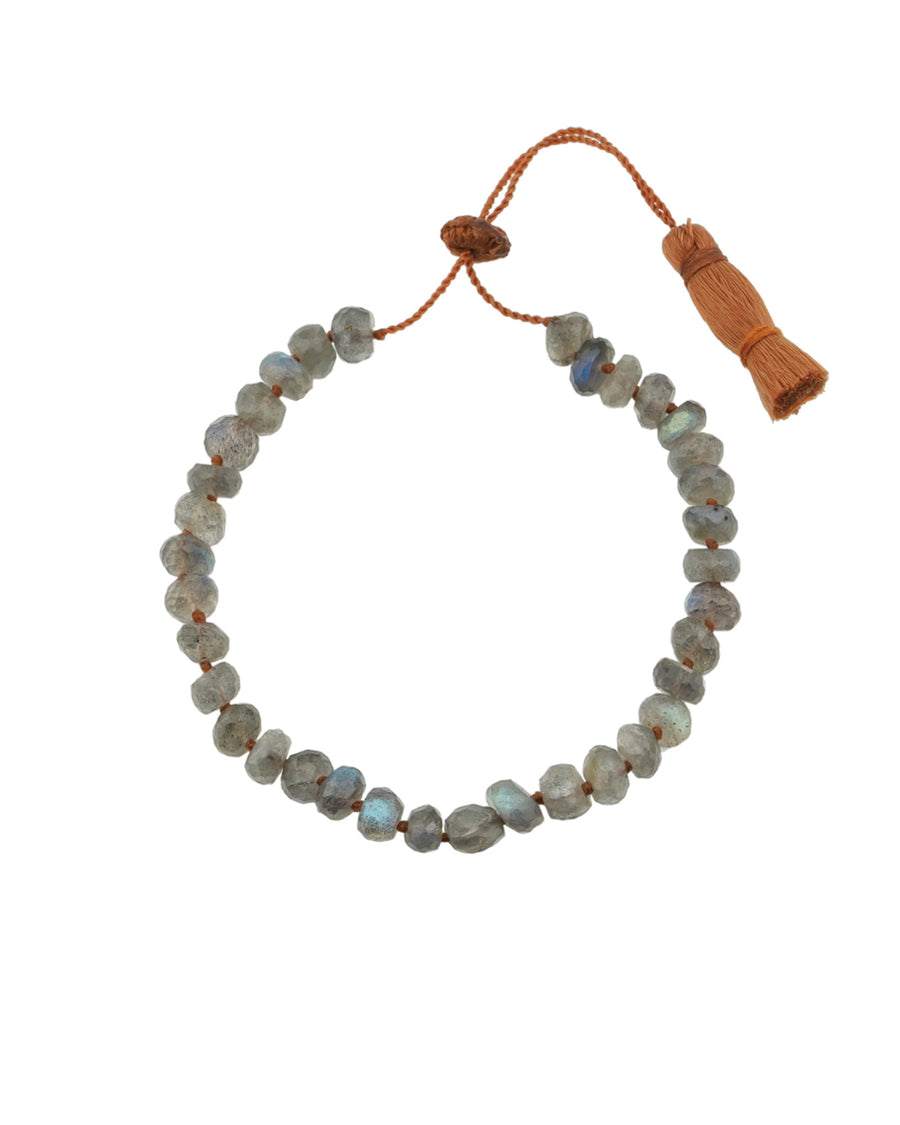 Lena Skadegard-Stone Knot Tassel Bracelet-Bracelets-Labradorite-Blue Ruby Jewellery-Vancouver Canada