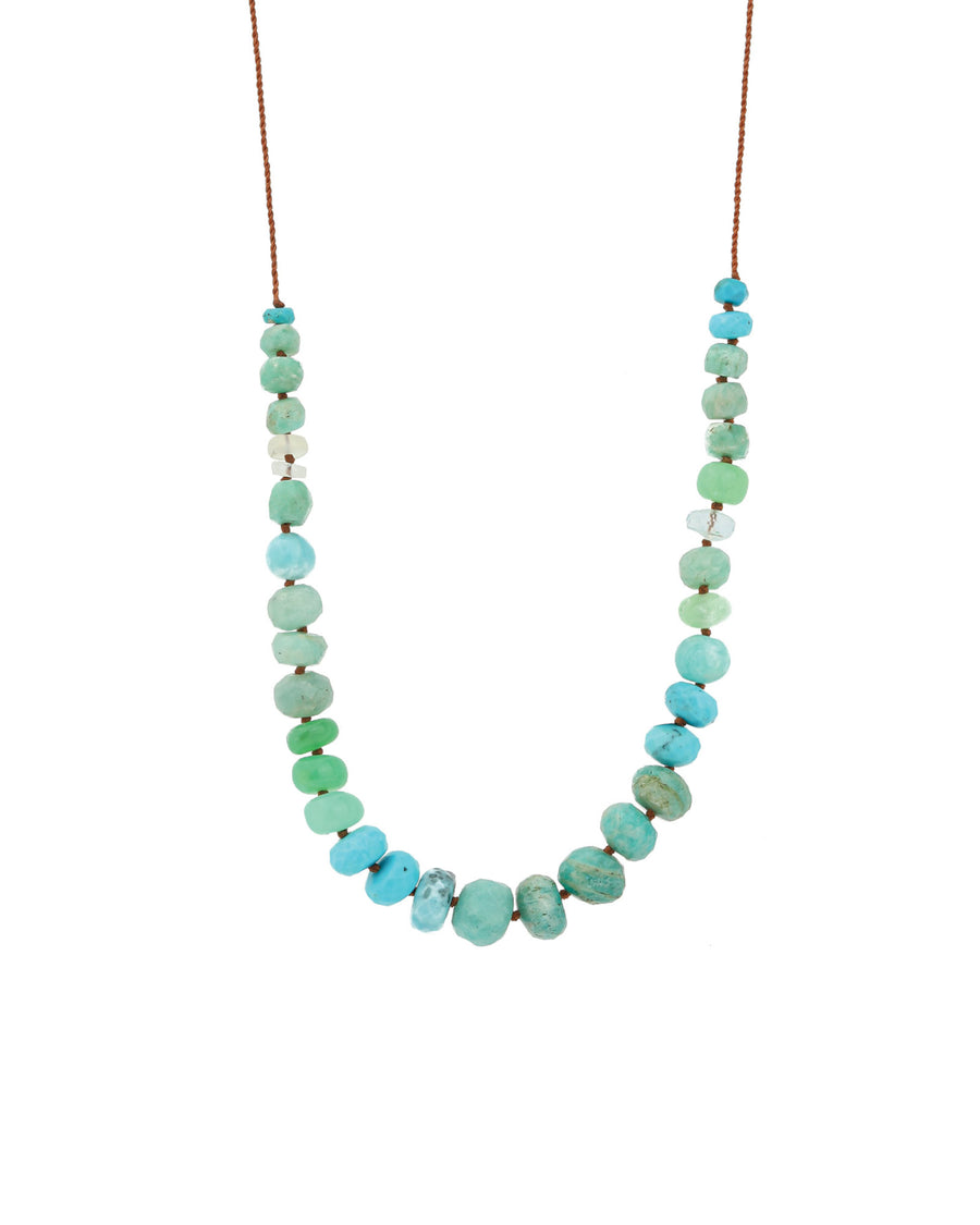 Lena Skadegard-Mixed Stone Tassel Necklace-Necklaces-Turquoise, Amazonite-Blue Ruby Jewellery-Vancouver Canada