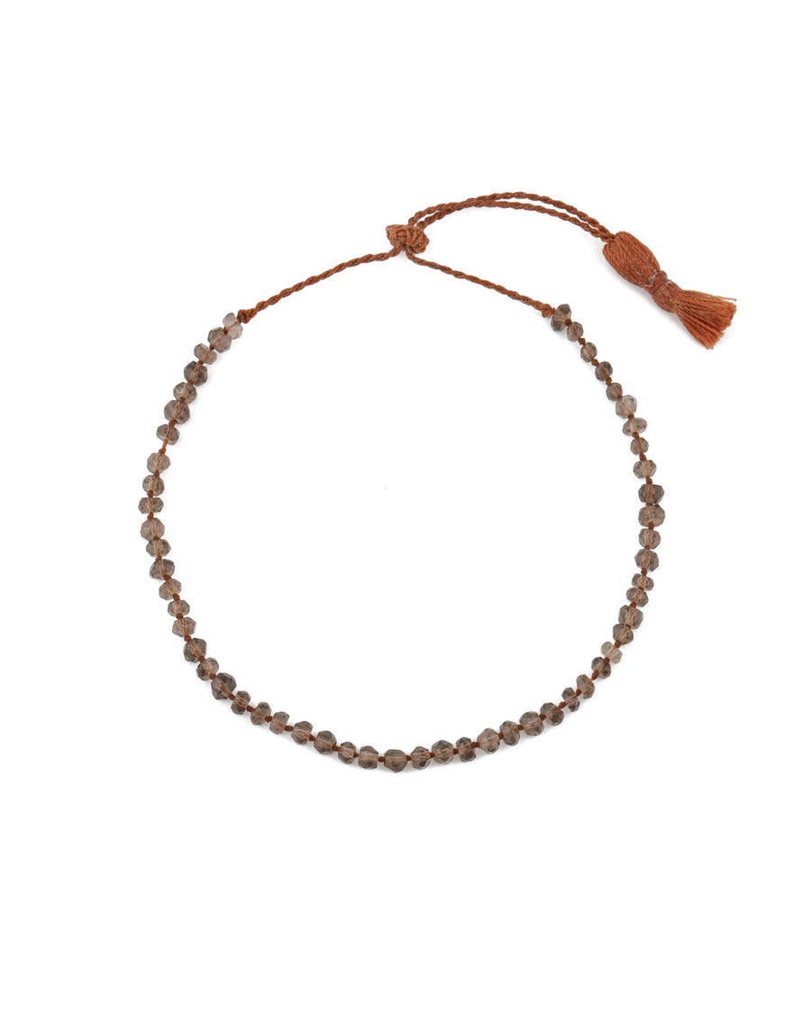 Lena Skadegard-Stone Knot Tassel Bracelet-Bracelets-Smokey Topaz-Blue Ruby Jewellery-Vancouver Canada