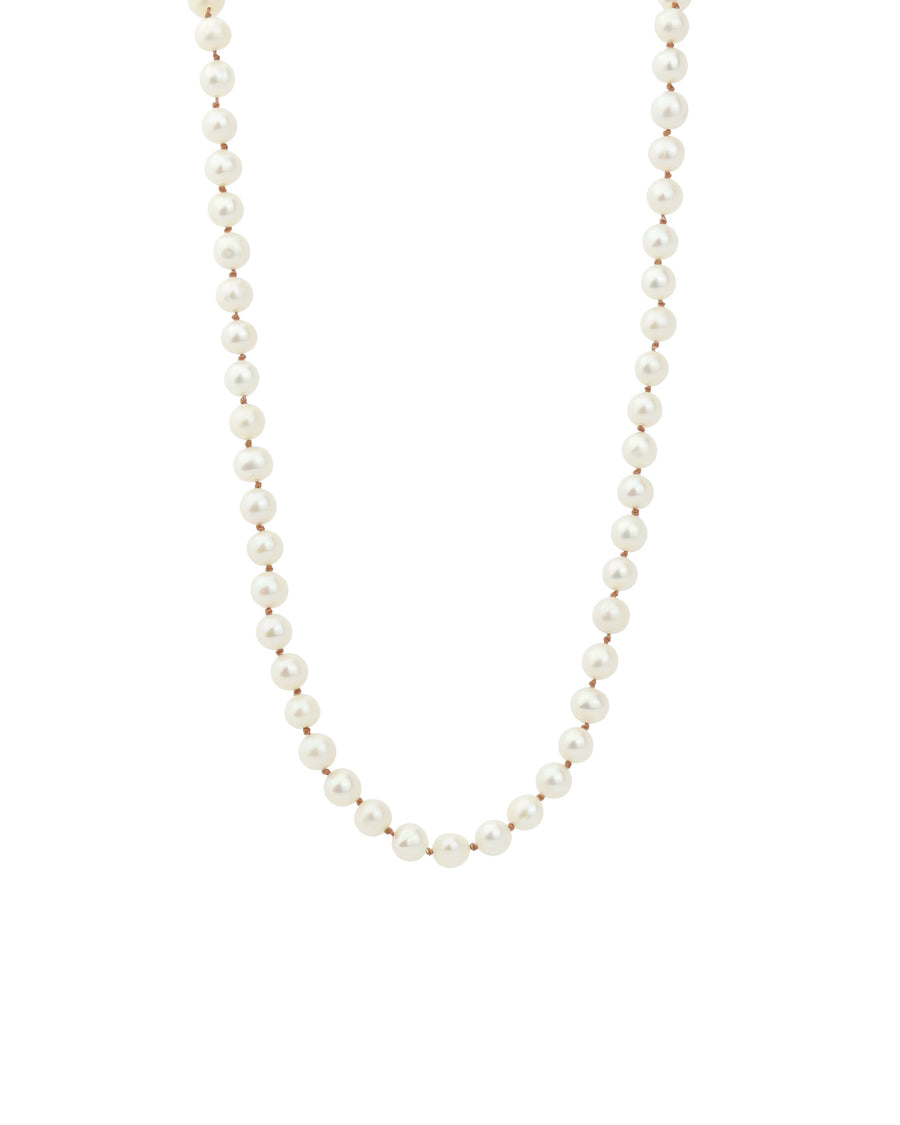 Pearl Knot Necklace 9k Yellow Gold, White Pearl