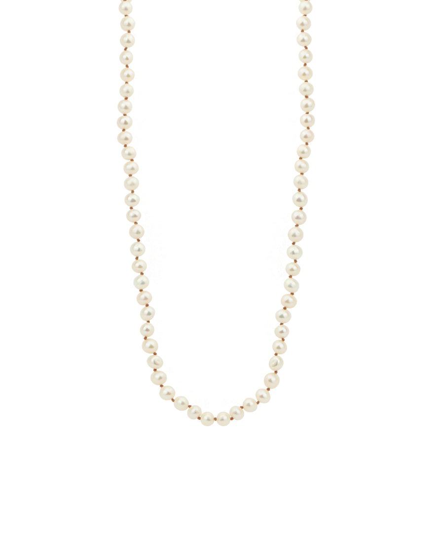 Lena Skadegard-Pearl Knot Necklace-Necklaces-9k Yellow Gold, White Pearl-Blue Ruby Jewellery-Vancouver Canada
