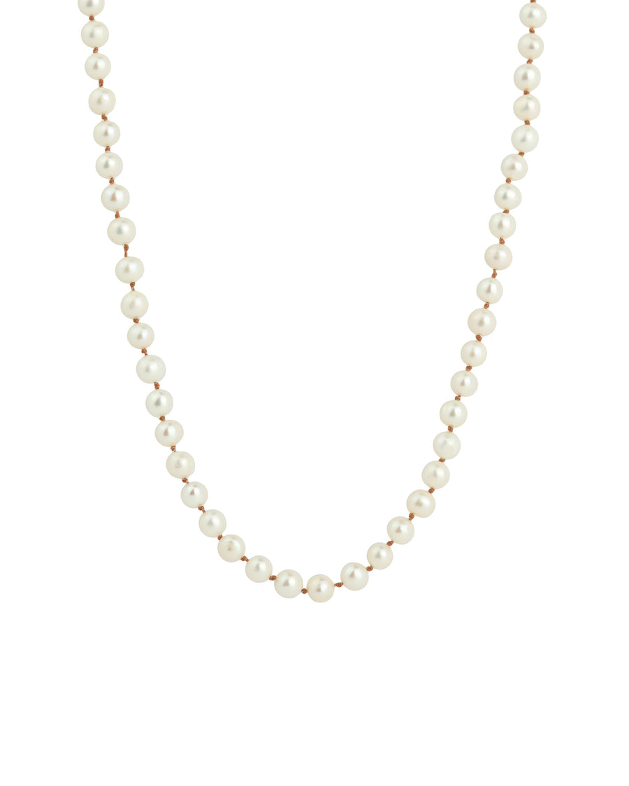 Lena Skadegard-Pearl Knot Necklace-Necklaces-9k Yellow Gold, White Pearl-Blue Ruby Jewellery-Vancouver Canada