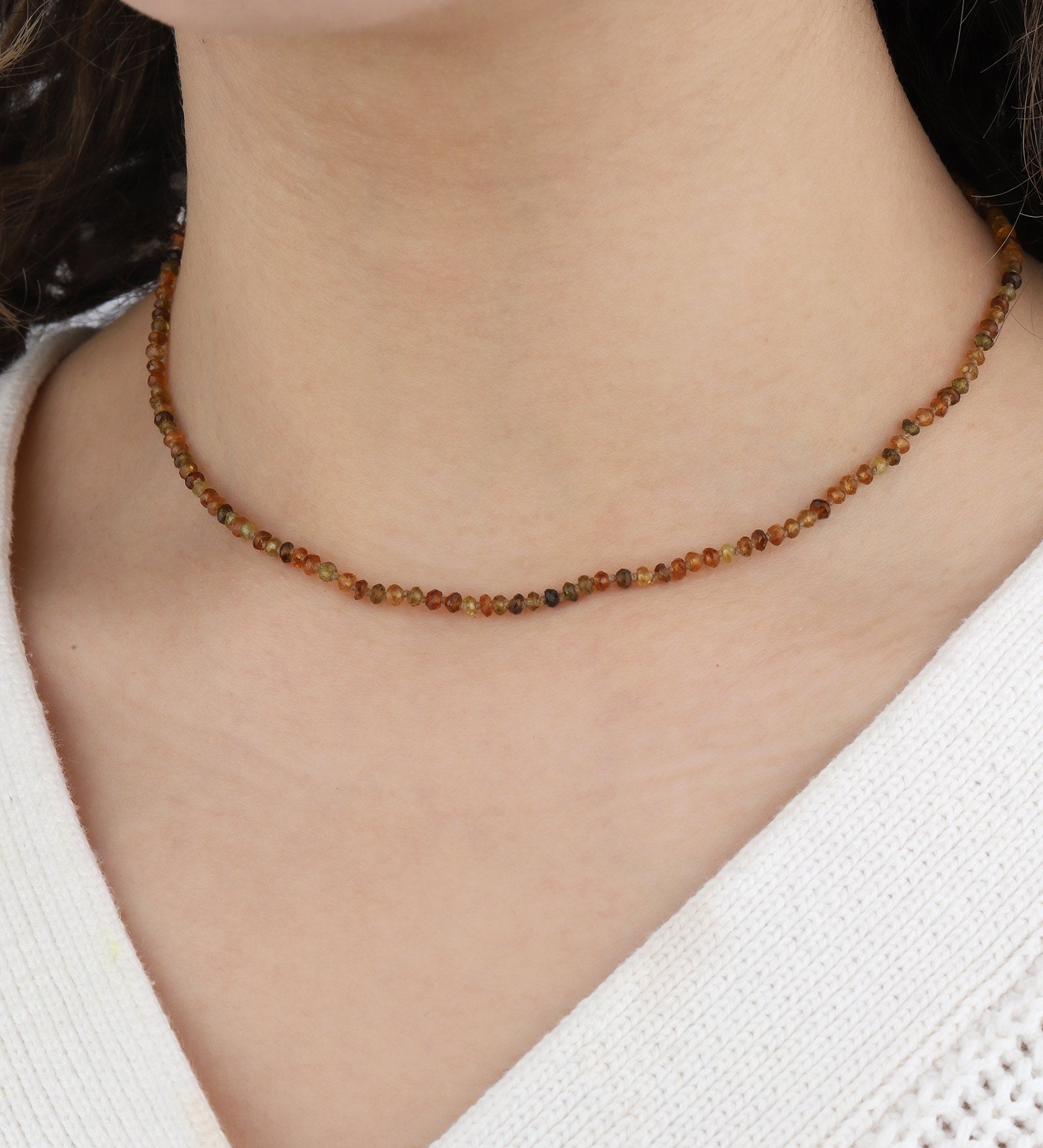 Stone Knot Necklace 9k Yellow Gold, Tourmaline