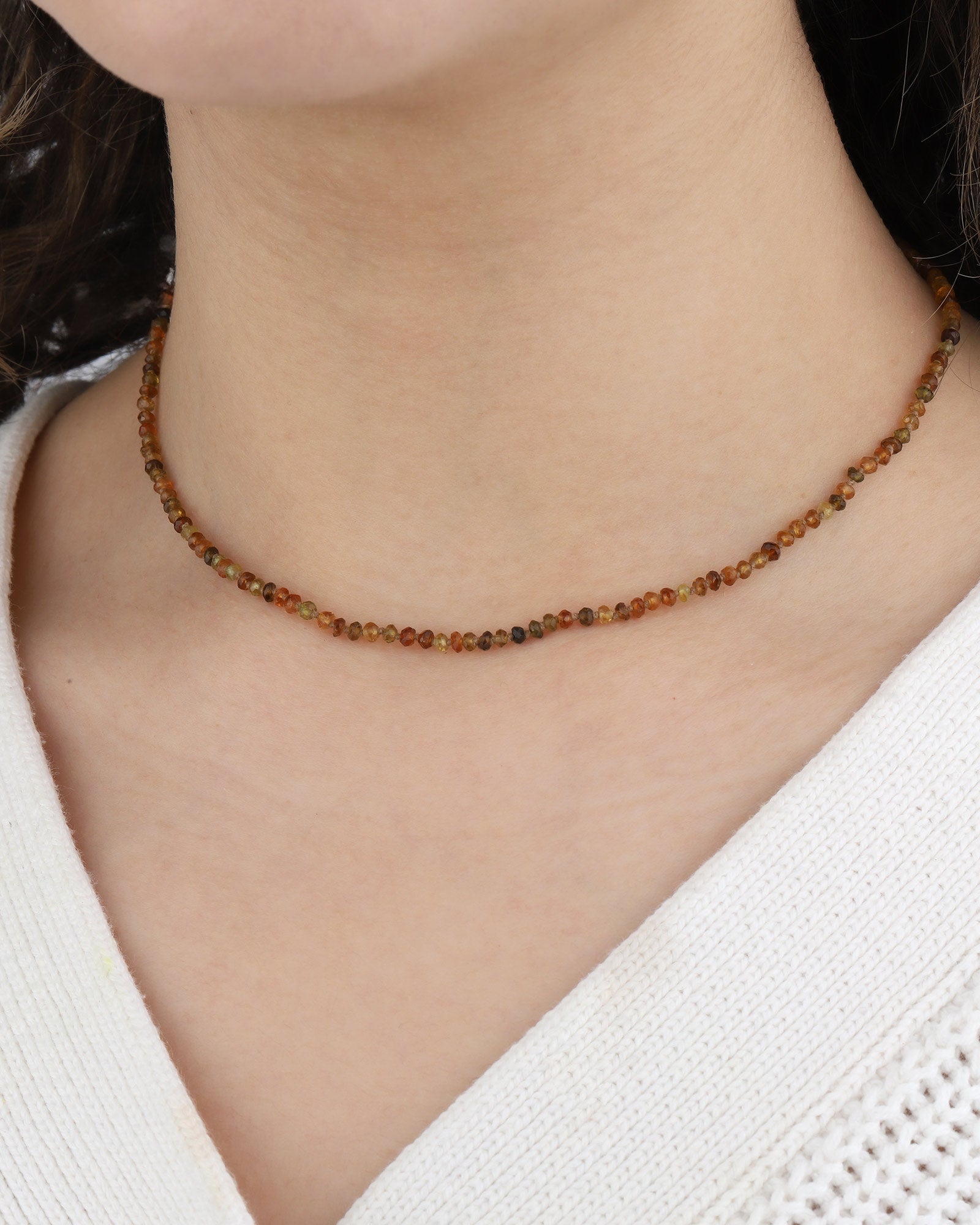 Stone Knot Necklace 9k Yellow Gold, Tourmaline
