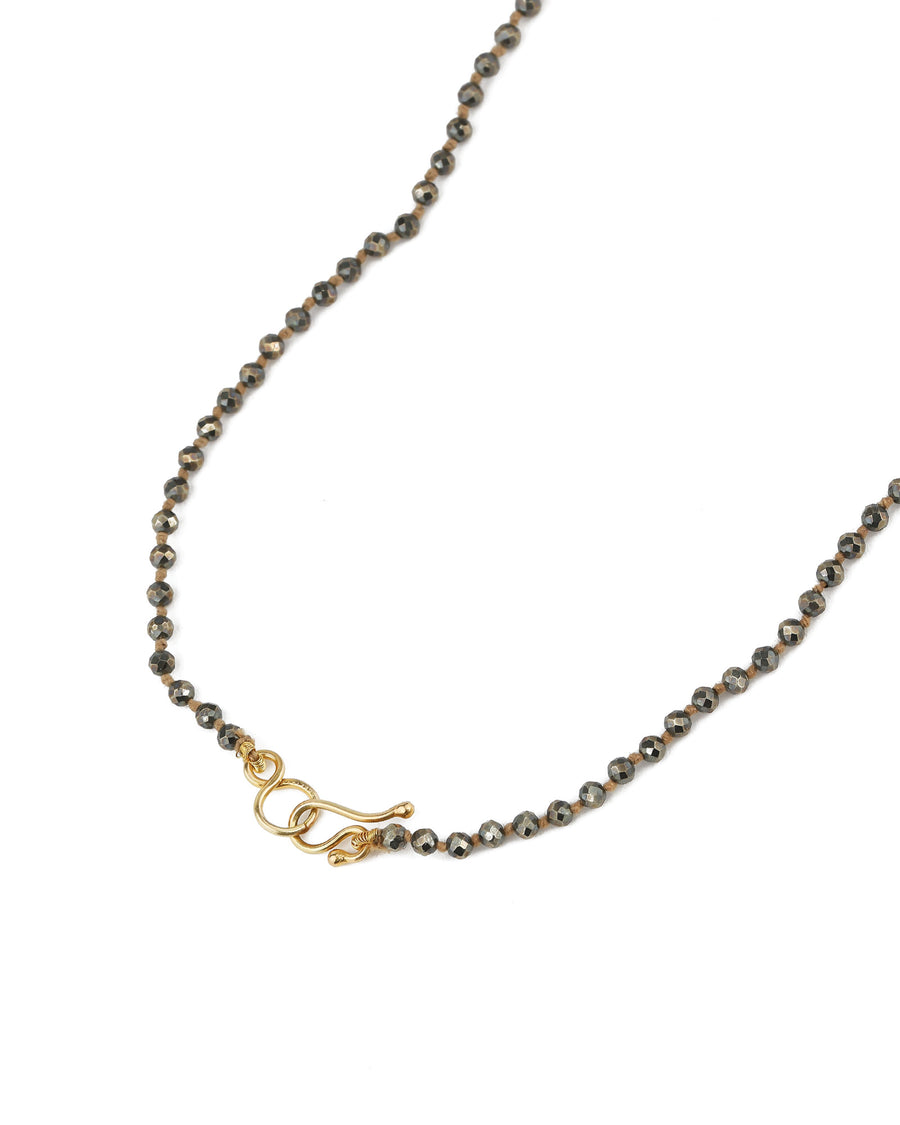 2mm Stone Necklace 9k Yellow Gold, Pyrite