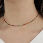 Mixed Stone Beaded Necklace 9k Yellow Gold, Sapphire Mix