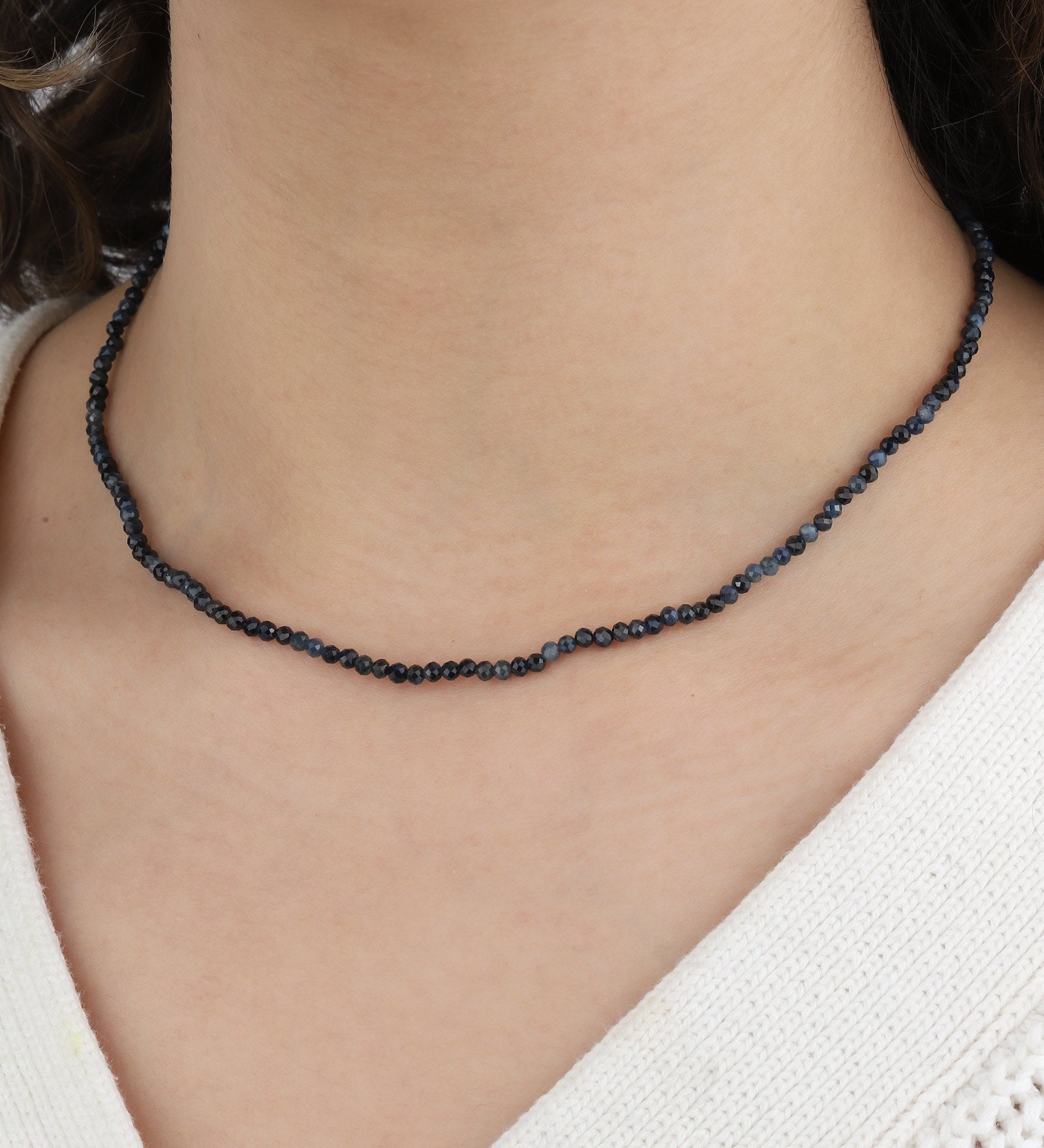 Stone Necklace 9k Yellow Gold, Sapphire