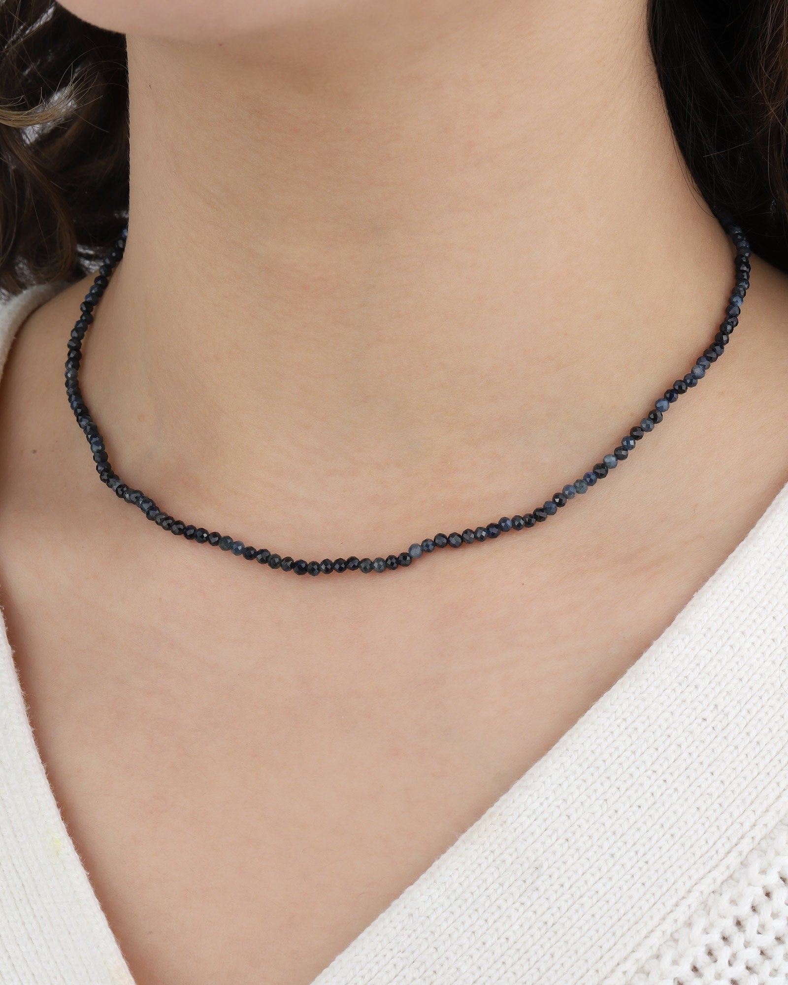 Stone Necklace 9k Yellow Gold, Sapphire