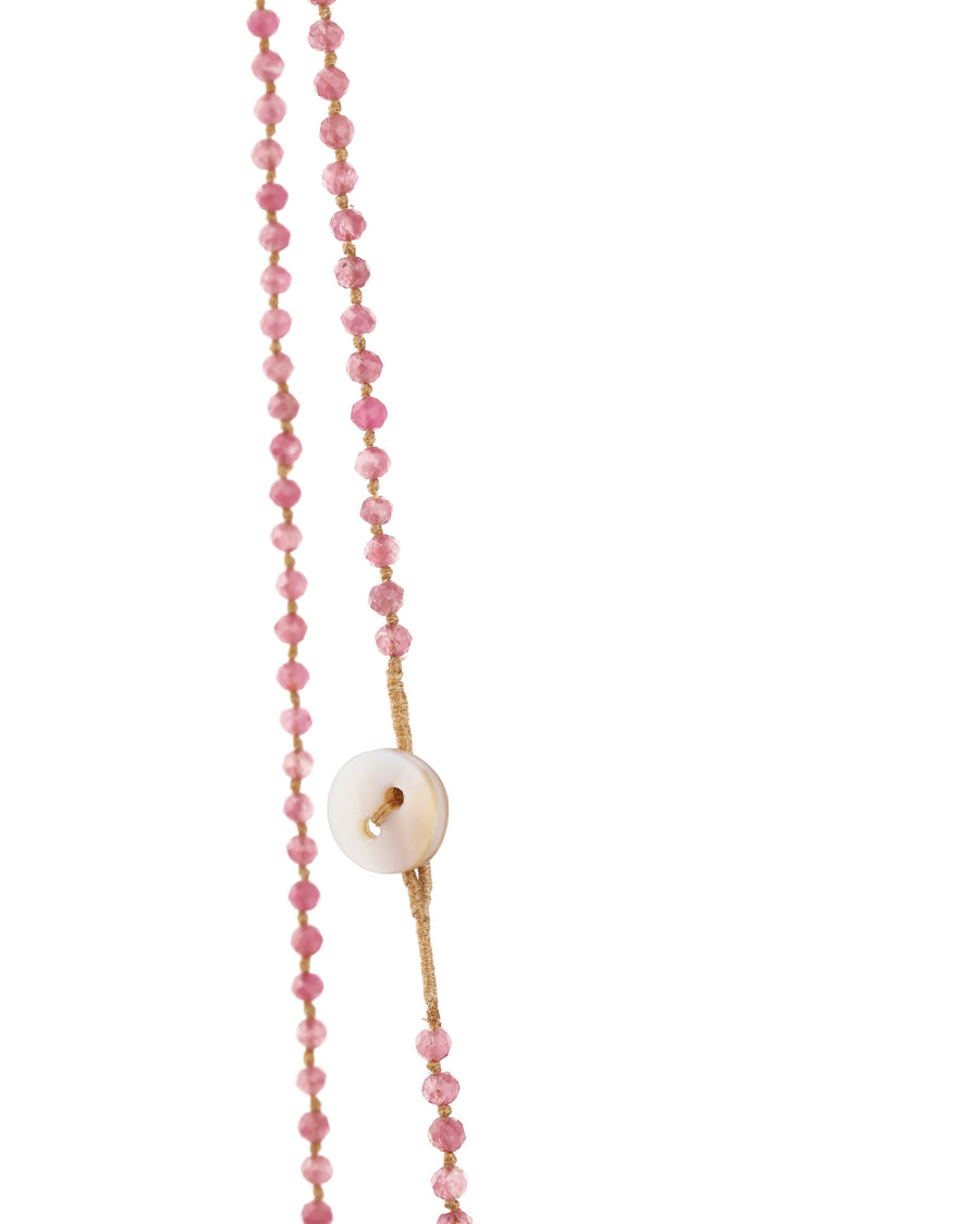 Lena Skadegard-Stone Button Choker-Necklaces-Pink Tourmaline, Abalone-Blue Ruby Jewellery-Vancouver Canada
