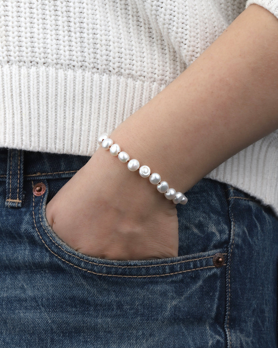 Pearl Knot Tassel Bracelet White Pearl