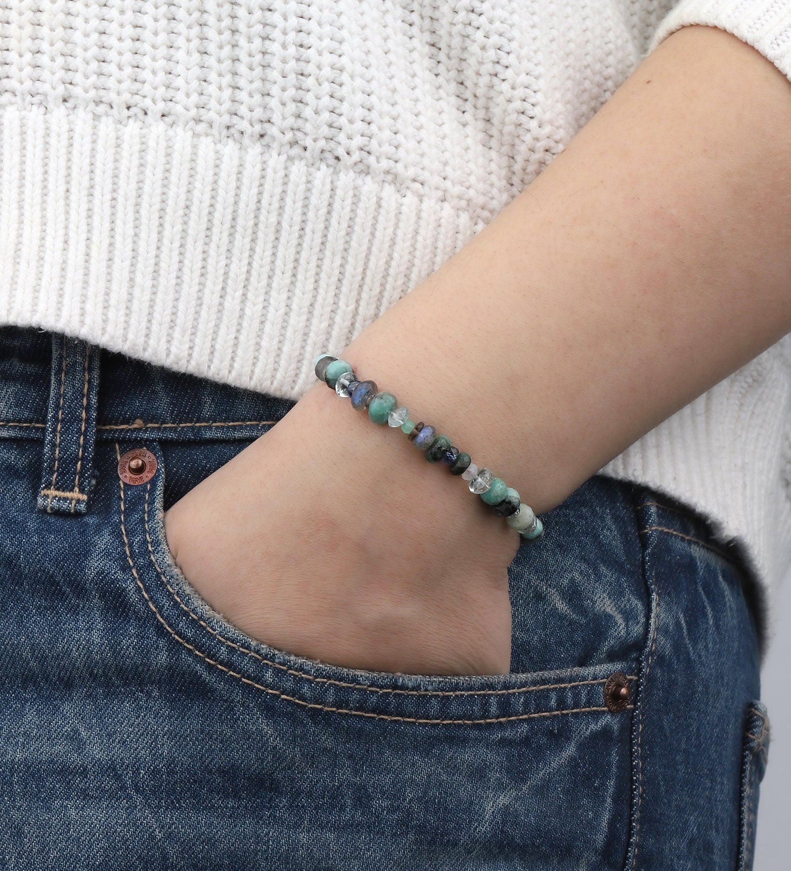 Mixed Stone Tassel Bracelet Labradorite, Kyanite