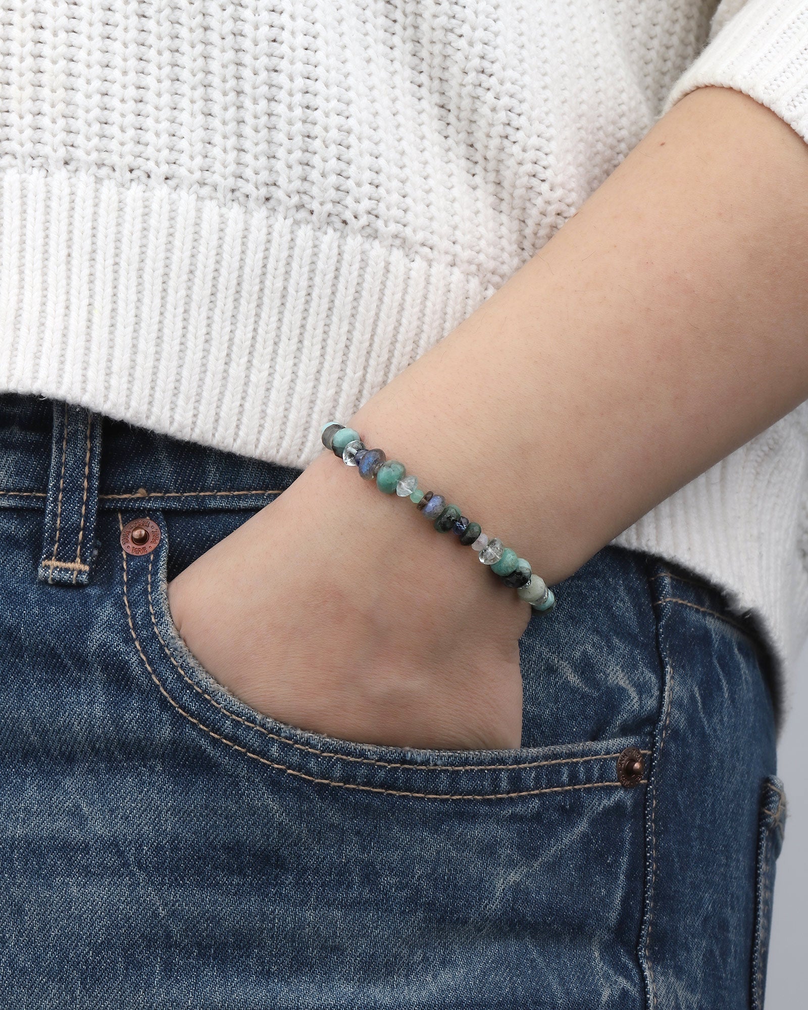 Mixed Stone Tassel Bracelet Labradorite, Kyanite