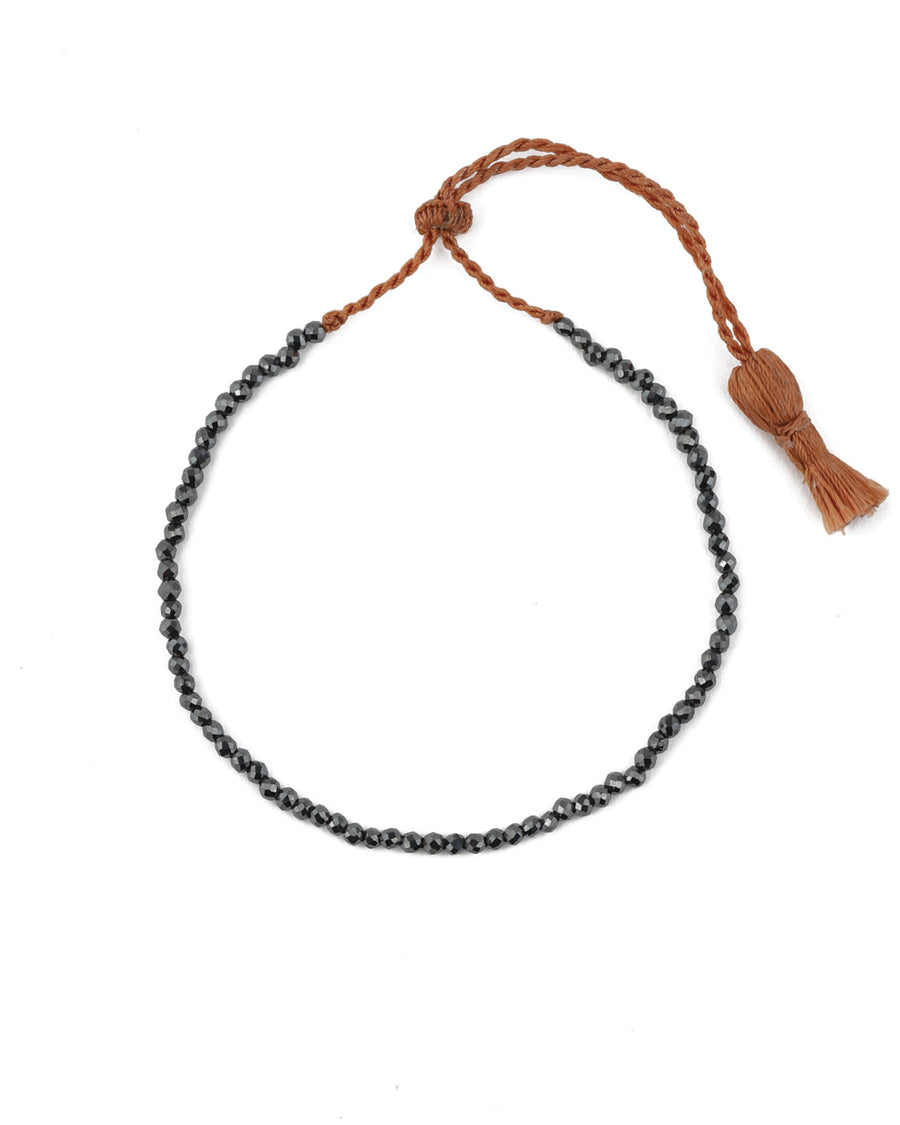 Lena Skadegard-Stone Tassel Bracelet-Bracelets-Hematite-Blue Ruby Jewellery-Vancouver Canada
