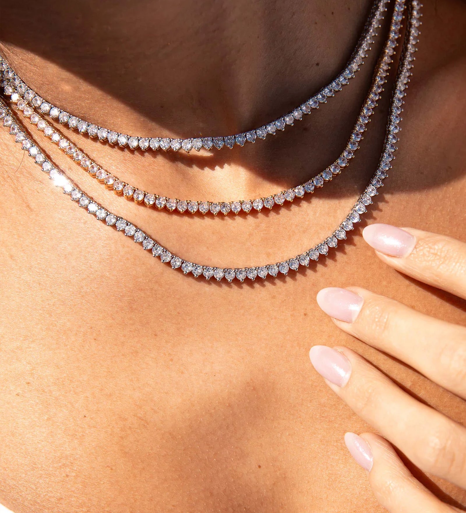Mercer Slider Tennis Necklace 24k Gold Plated, Cubic Zirconia