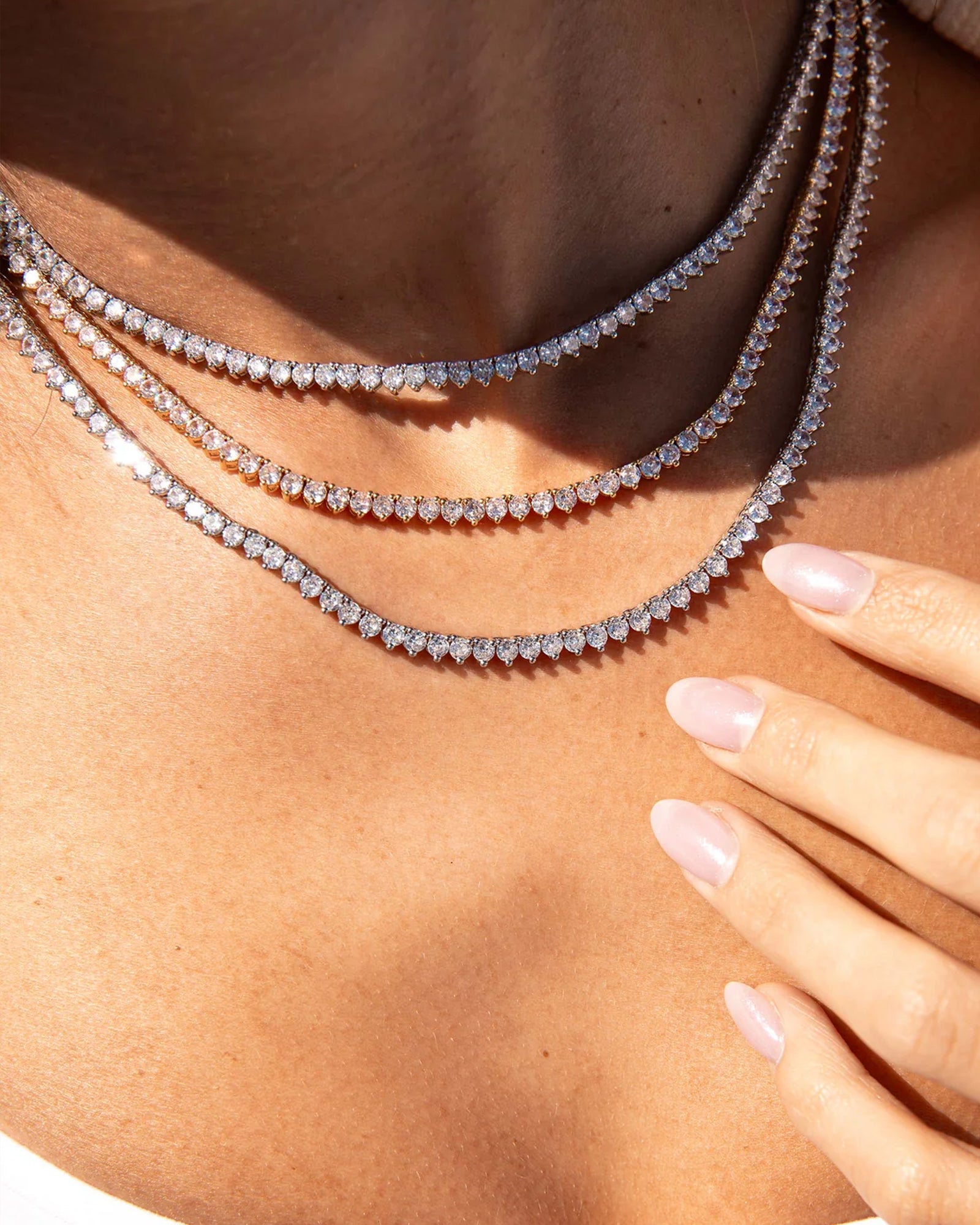 Mercer Slider Tennis Necklace 24k Gold Plated, Cubic Zirconia