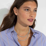Mercer Slider Tennis Necklace Sterling Silver Plated, Cubic Zirconia