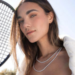 Mercer Slider Tennis Necklace Sterling Silver Plated, Cubic Zirconia