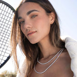 Mercer Slider Tennis Necklace Sterling Silver Plated, Cubic Zirconia