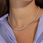 Mercer Slider Tennis Necklace Sterling Silver Plated, Cubic Zirconia