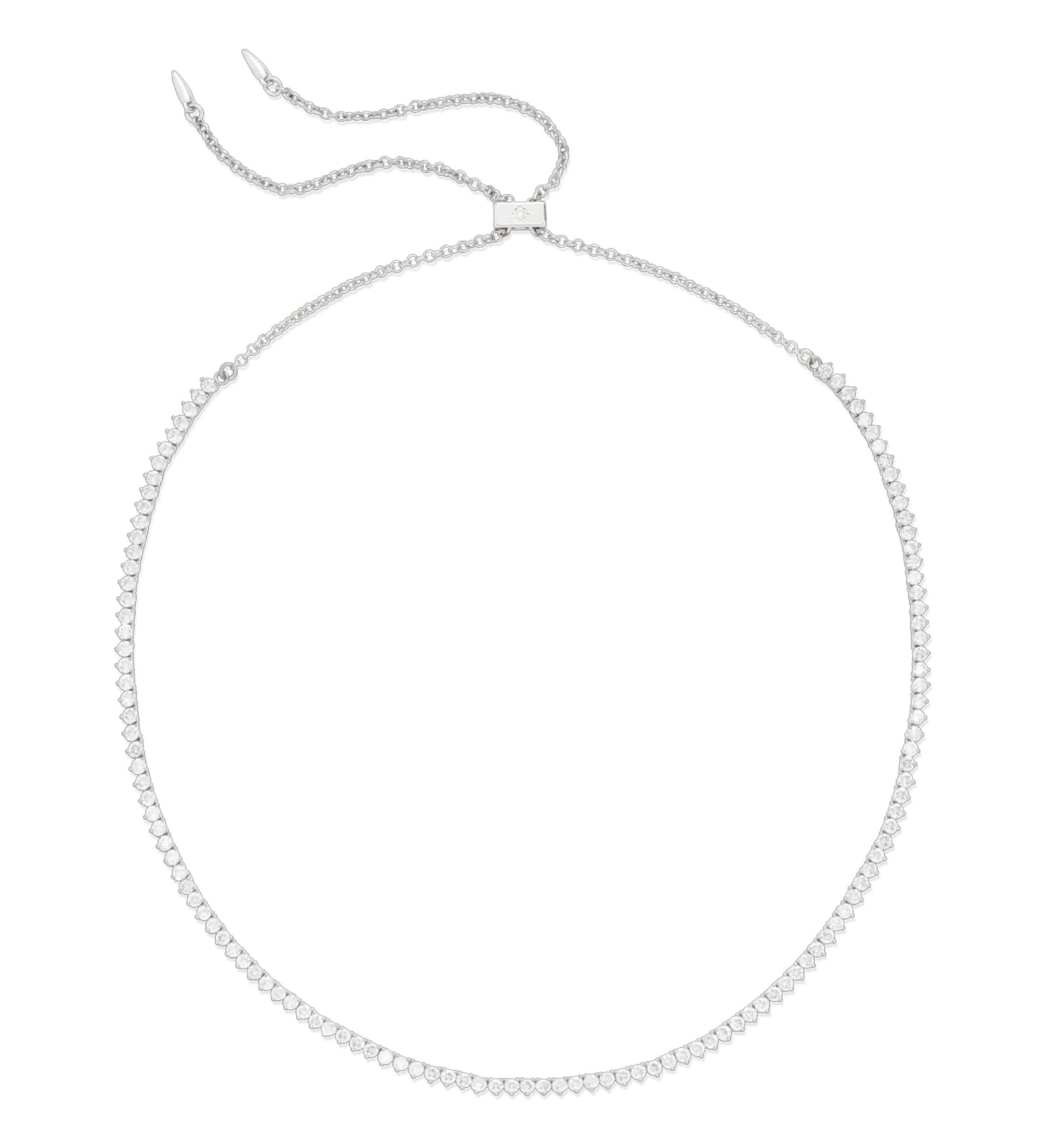 Mercer Slider Tennis Necklace Sterling Silver Plated, Cubic Zirconia
