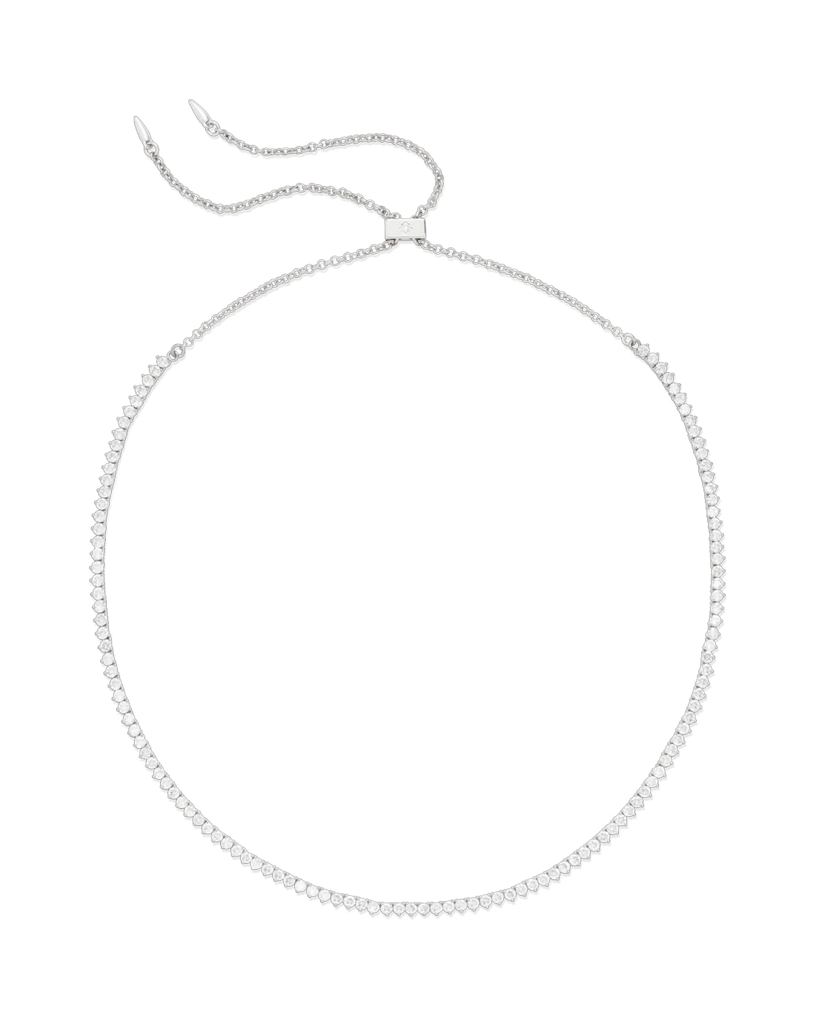 Mercer Slider Tennis Necklace Sterling Silver Plated, Cubic Zirconia