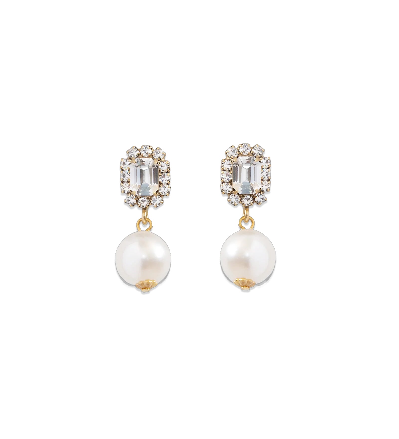 Tatiana Pearl Earrings 18k Gold Plated, Crystal, Pearl