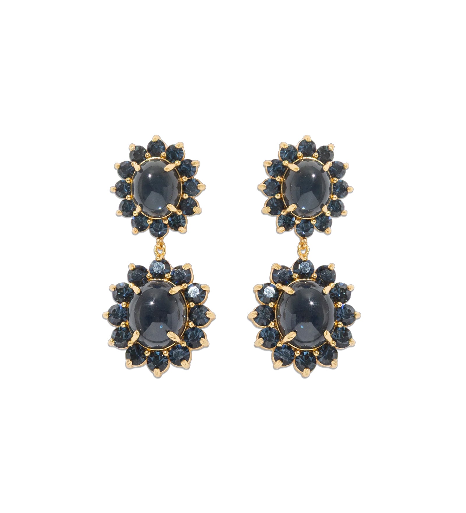 Georgie Stud Earrings 24k Gold Plated, Glass Stone, Acrylic Stone