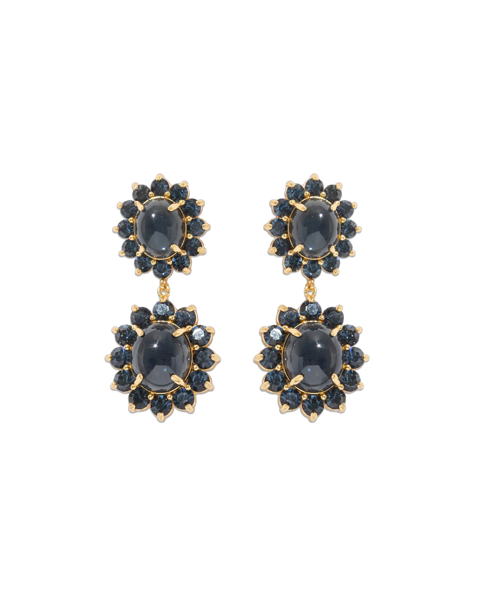 Georgie Stud Earrings 24k Gold Plated, Glass Stone, Acrylic Stone