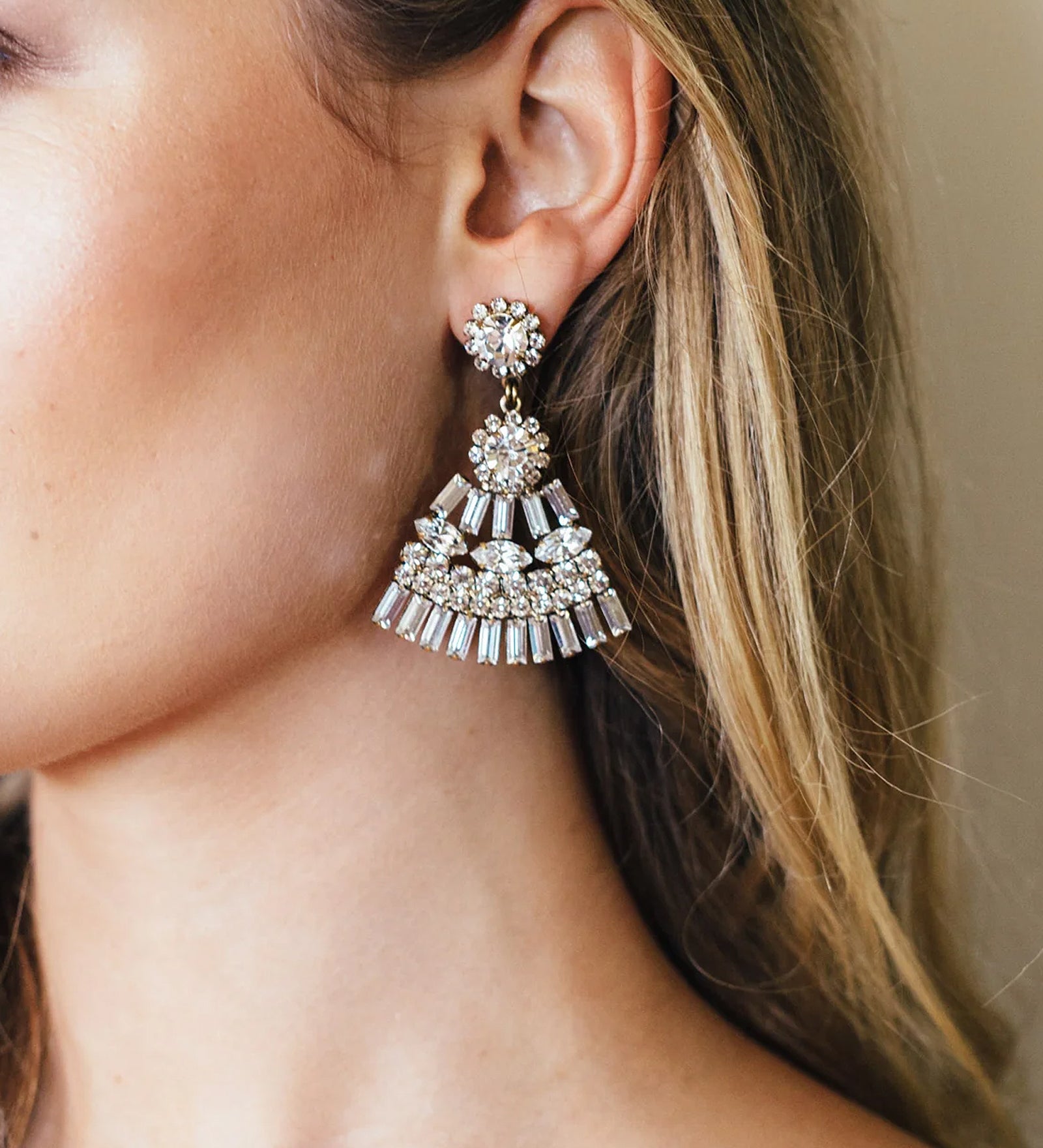 Chloe Statement Earrings 18k Gold Plated, Crystal