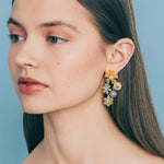 Talia Statement Earrings 18k Gold Plated, Rose Quartz, Glass Stones