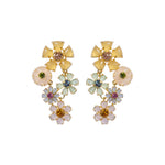 Talia Statement Earrings 18k Gold Plated, Rose Quartz, Glass Stones
