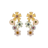 Talia Statement Earrings 18k Gold Plated, Rose Quartz, Glass Stones