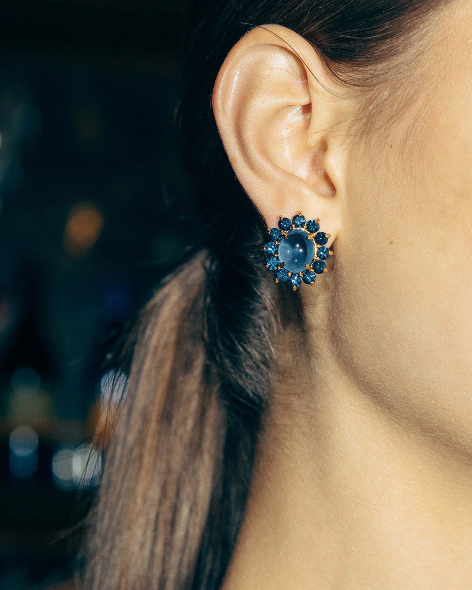 Georgie Drop Earrings 24k Gold Plated, Glass Stone, Acrylic Stone