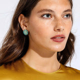 Georgie Stud Earrings 24k Gold Plated, Glass Stone, Acrylic Stone