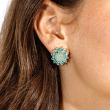 Georgie Stud Earrings 24k Gold Plated, Glass Stone, Acrylic Stone