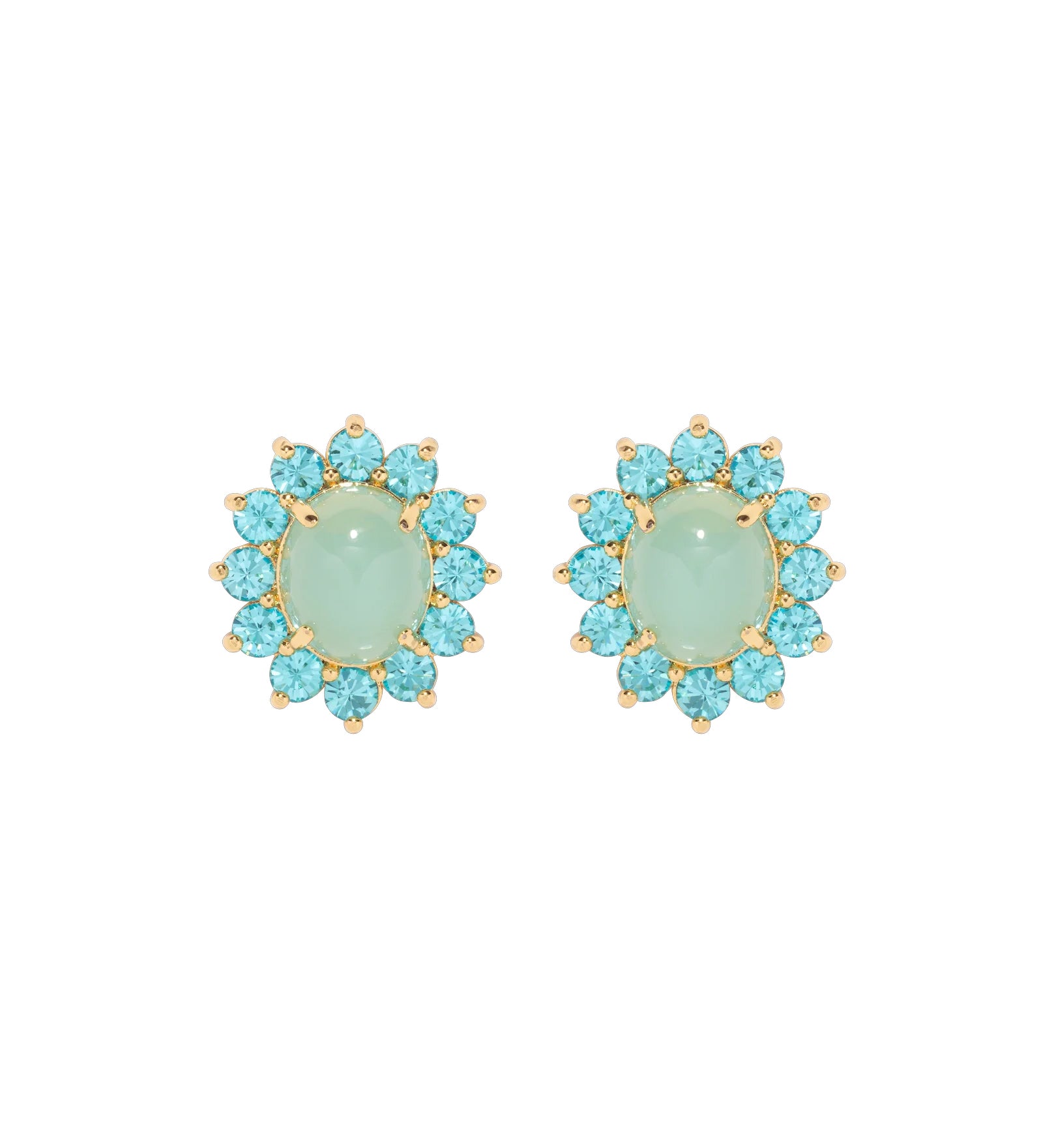 Georgie Stud Earrings 24k Gold Plated, Glass Stone, Acrylic Stone