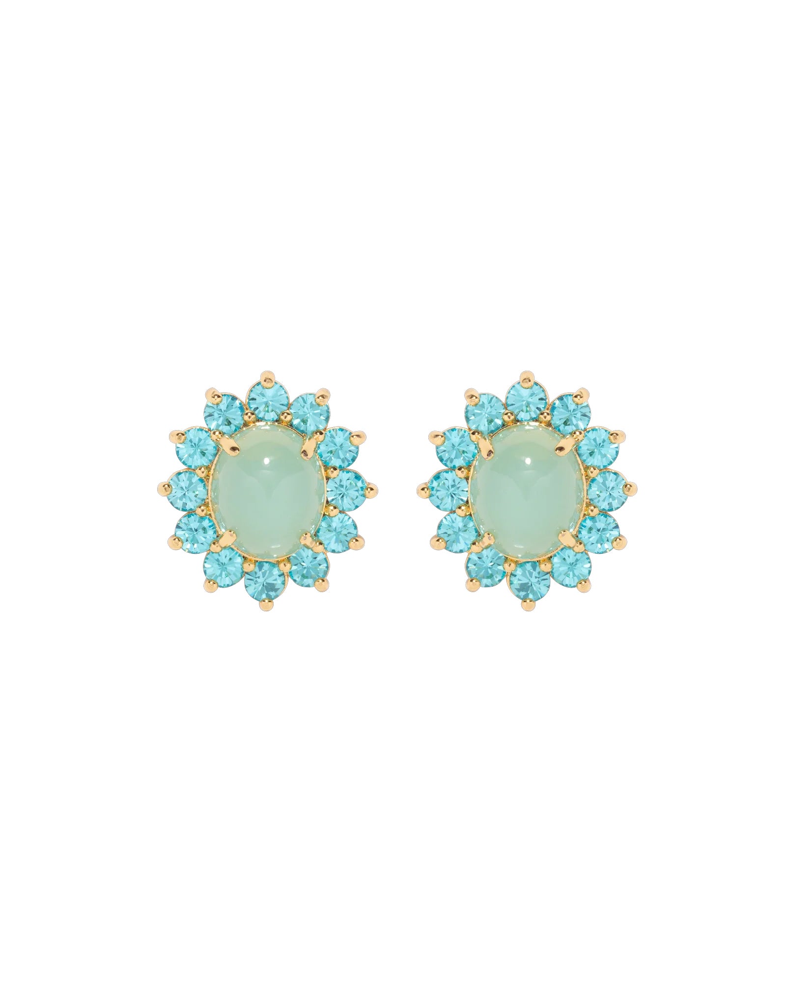 Georgie Stud Earrings 24k Gold Plated, Glass Stone, Acrylic Stone