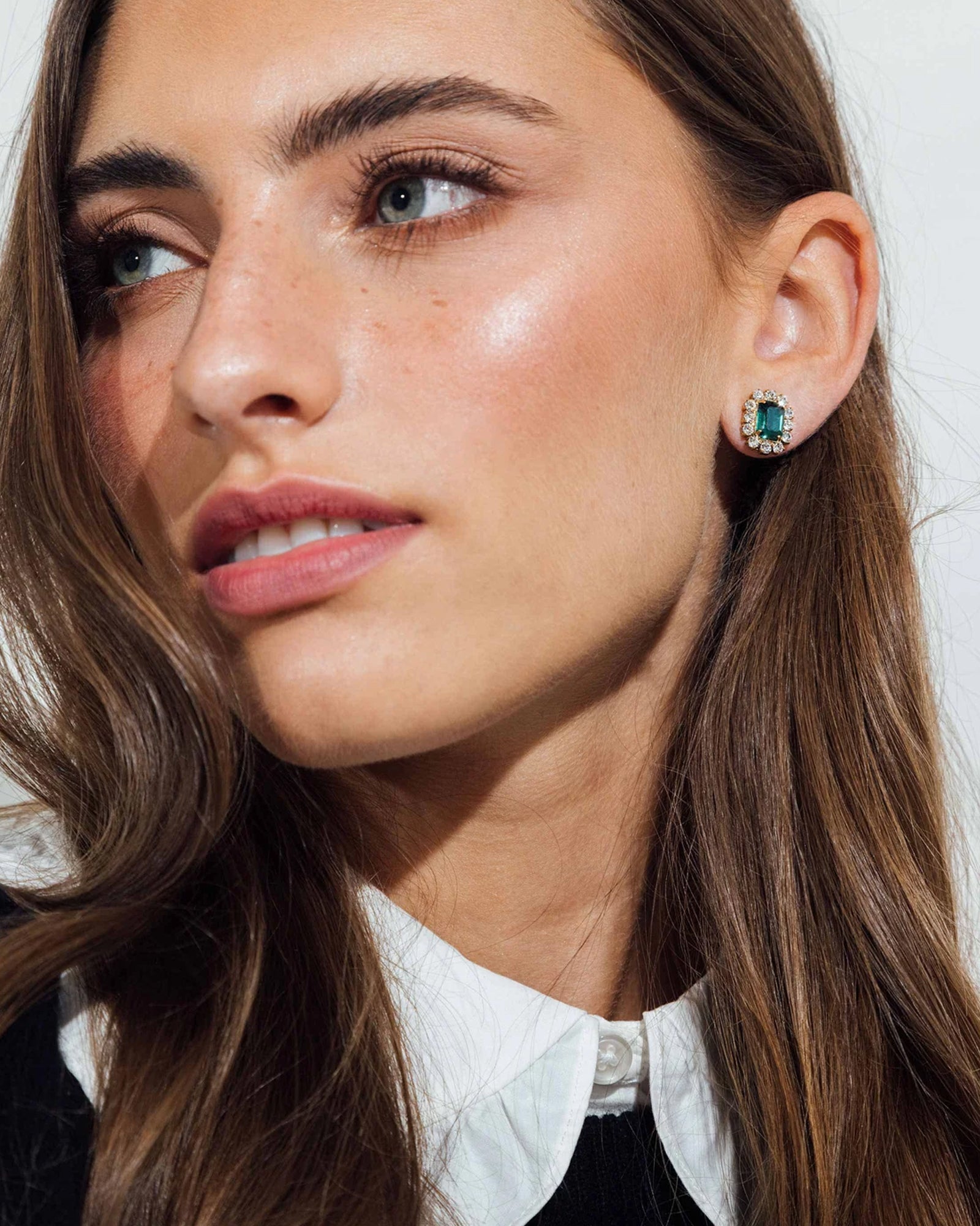 Tati Studs 24k Gold Plated, Crystal, Cubic Zirconia