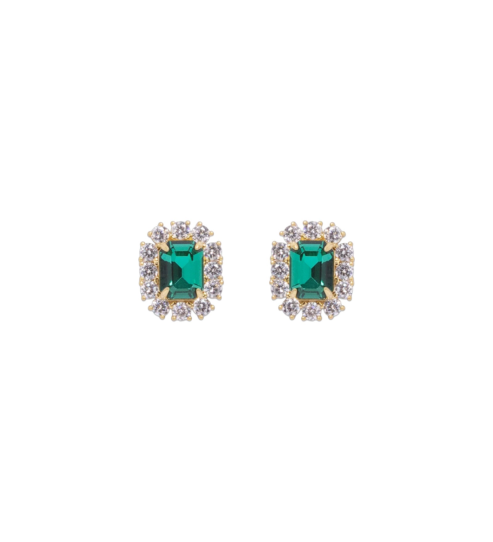 Tati Studs 24k Gold Plated, Crystal, Cubic Zirconia