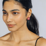 Georgie Stud Earrings 24k Gold Plated, Glass Stone, Acrylic Stone
