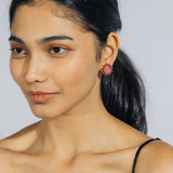 Georgie Stud Earrings 24k Gold Plated, Glass Stone, Acrylic Stone